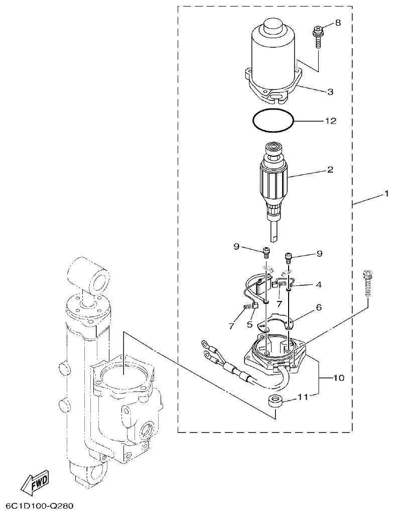Yamaha F50DET, FT50CET POWER TRIM & TILT ASSY 2 parts diagram